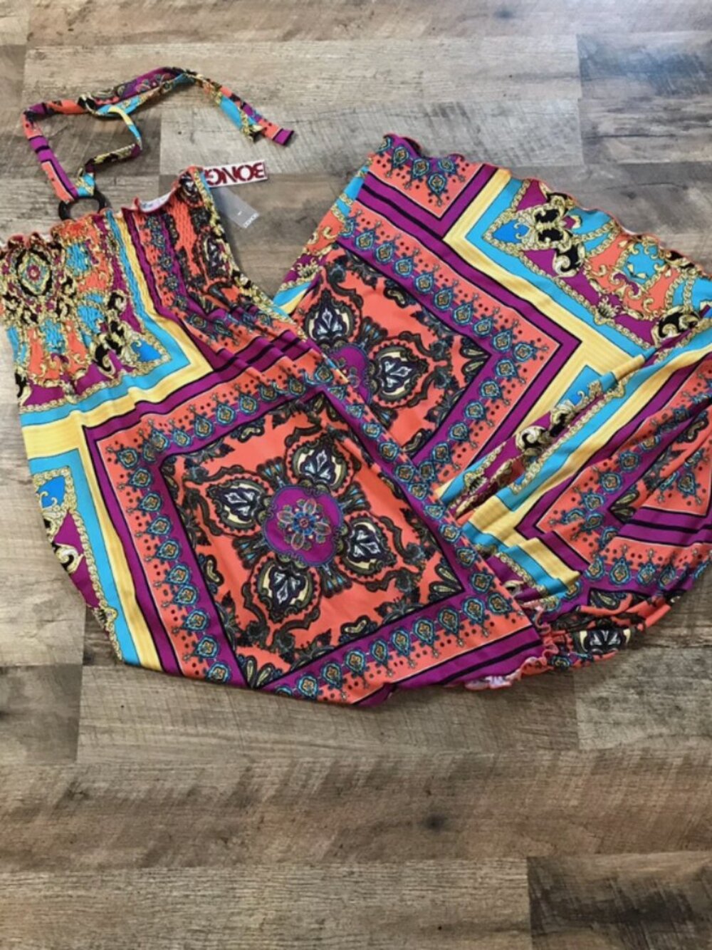 Bongo Halter Maxi Dress Junior Size Small Mulitcolor Y2K Beach Summer Vacation